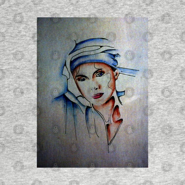 Blue Turban - Drawing by Avril Thomas by AvrilThomasart